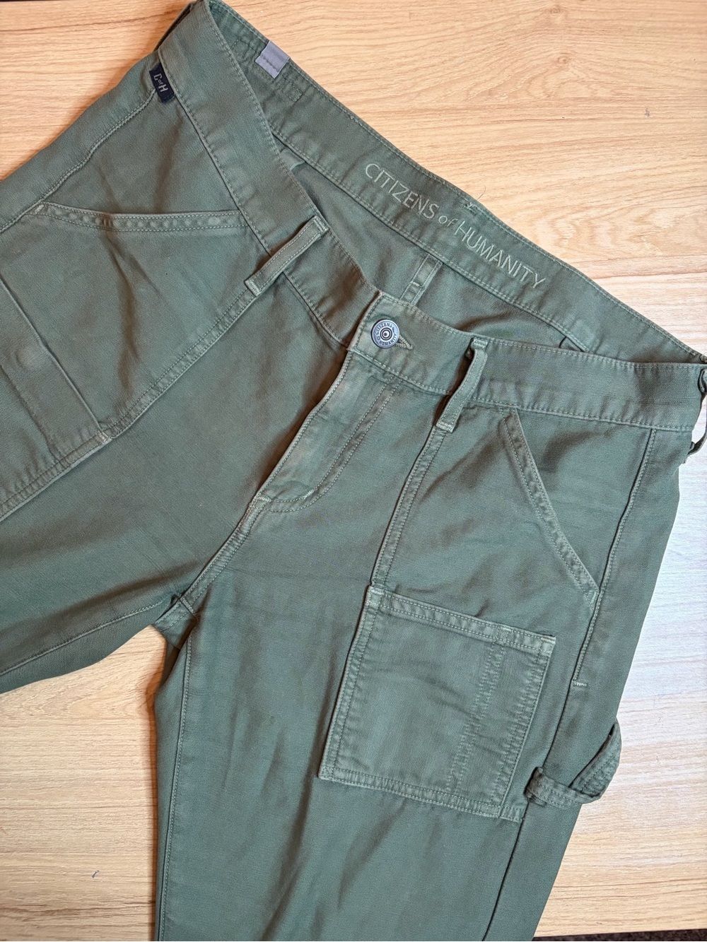 Citizens of Humanity Olive Green Carpenter Pants Size 27 Durable Cotton